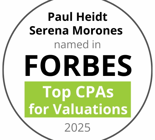 Paul Heidt and Serena Morones named in Forbes Top CPAs in Valuations