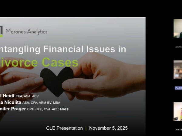 Untangling Financial Issues in Divorce Cases - Morones Analytics CLE webinar